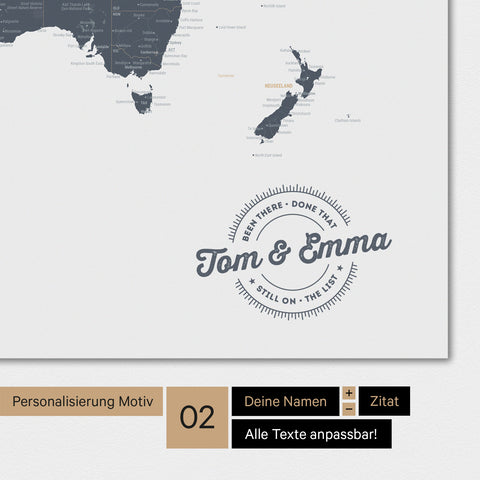 Alternatives Motiv für eine Personalisierung mit deinem Namen auf einer Weltkarte als Poster in Denim Blue