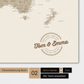 Alternatives Motiv für eine Personalisierung mit deinem Namen auf einer Weltkarte als Poster in Desert Sand (Beige)