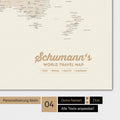 Poster Weltkarte in Gold mit Personalisierung als Familien-Logo