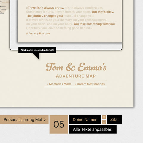 Wereldkaart TRAVEL® Design Premium Poster – Goud