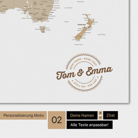 Alternatives Motiv für eine Personalisierung mit deinem Namen auf einer Weltkarte als Poster in Multicolor Beige