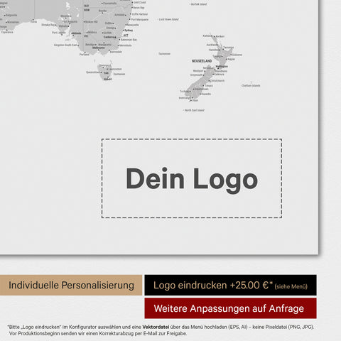 Weltkarte Poster in Multicolor Grau mit eingedrucktem Firmenlogo