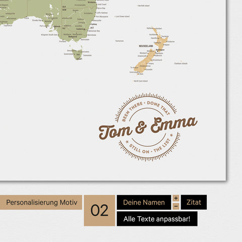 Alternatives Motiv für eine Personalisierung mit deinem Namen auf einer Weltkarte als Poster in Multicolor Sienna