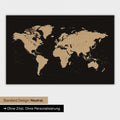 Carte du monde en version standard neutre et couleur Sonar Black (noir et or)