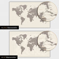 Carte du monde en couleur Warmgray (brun-gris) avec profondeurs marines bidimensionnelles