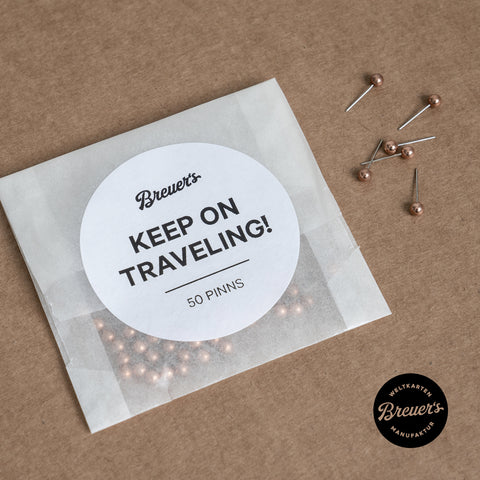 50 Stück Stecknadel-Pinns in Farbe Bronze für Weltkarte Leinwand