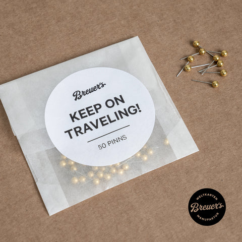 50 Stück Stecknadel-Pinns in Farbe Gold für Weltkarte Leinwand