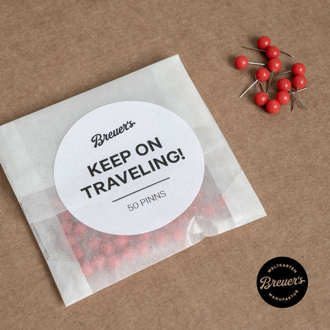 50 Stück Stecknadel-Pinns in Farbe Rot für Weltkarte Leinwand