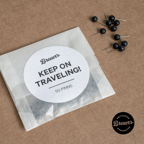 50 Stück Stecknadel-Pinns in Farbe Schwarz für Weltkarte Leinwand