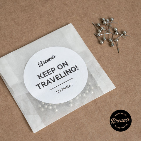 50 Stück Stecknadel-Pinns in Farbe Silber für Weltkarte Leinwand