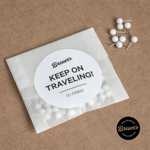 50 Stück Stecknadel-Pinns in Farbe Weiß für Weltkarte Leinwand